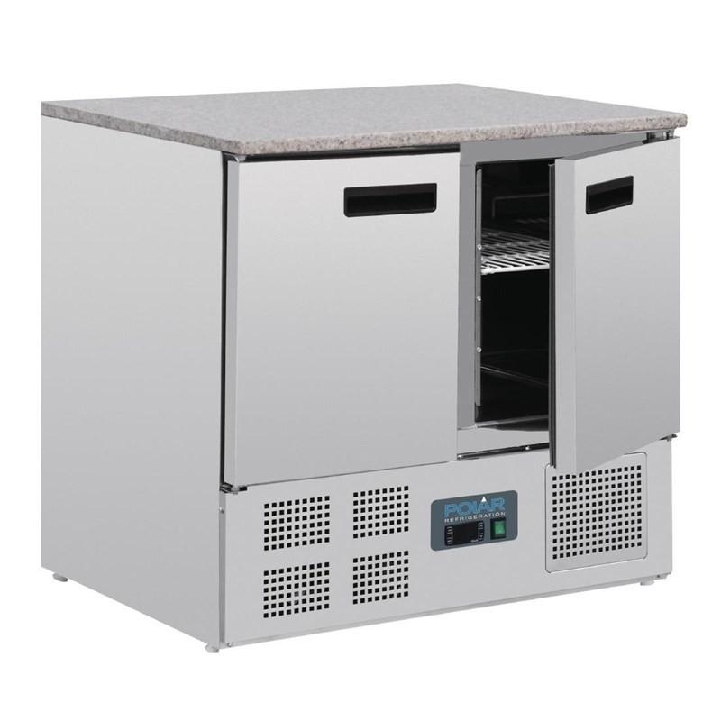 Table réfrigérée positive plan de travail en marbre Série G 2 portes 240L CL108 Polar_3