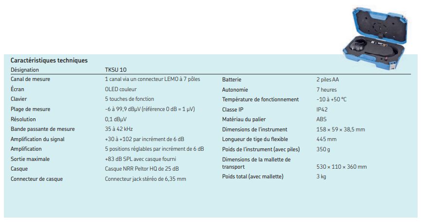 Tksu 10 - détecteur de fuite d'air comprimé SKF - résolution 0,1 dBµV - détecteur à ultrasons pour environnements bruyants_3