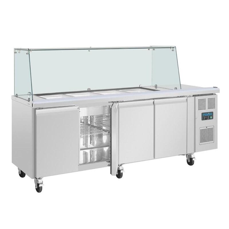 Comptoir à salade GN avec pare-haleine carré Série U 4 portes UA019 Polar_3