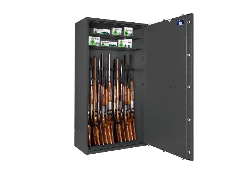 Armoire à armes FORMAT CAPRIOLO IV Classe I - Armoire à fusils (EN 1143-1) - Serrure biométrique empreinte digitale / Gris clair RAL 7035_3