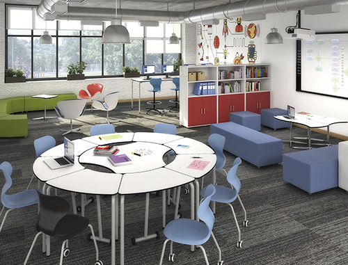 Table d'école Trisix - Structure métallique et finition blanche - Pieds réglables_3