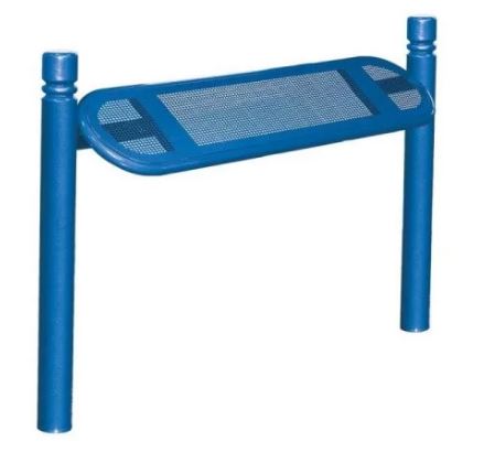 Assis debout Estoril - structure en tube acier Ø 76 mm - 4 pommeaux au choix : City, Agora, Boule ou Inox brossé - assise en tôle acier perforée_3