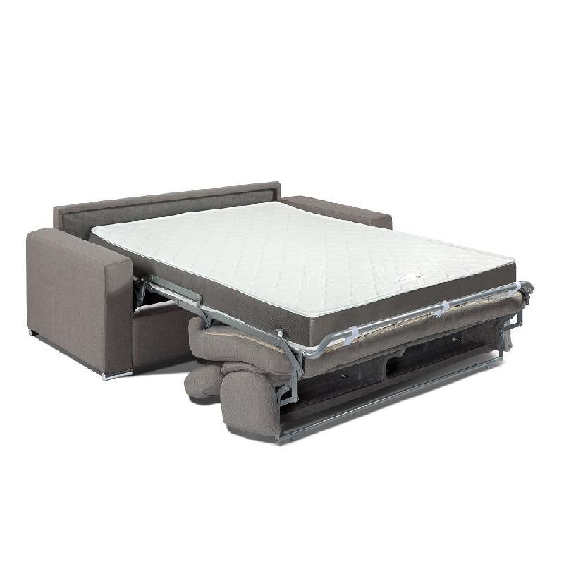Canapé convertible express Darwin - Têtières réglables - Couchage 120x197cm - Matelas 16cm en tissu tweed gris clair_3