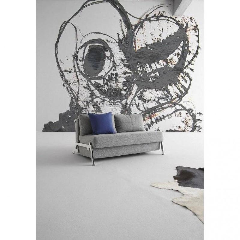 Canapé convertible design Cubed 02 Chrome 160 par Innovation Living - Lit 200x160 cm - Tissu Twist Granite_3