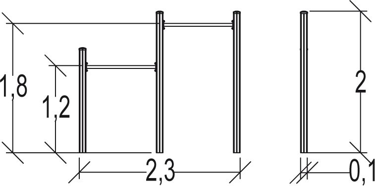 Barre fixe double Senior - Parcours de santé métal - Proludic - 2,30 m de largeur - JPS19-S-M_3