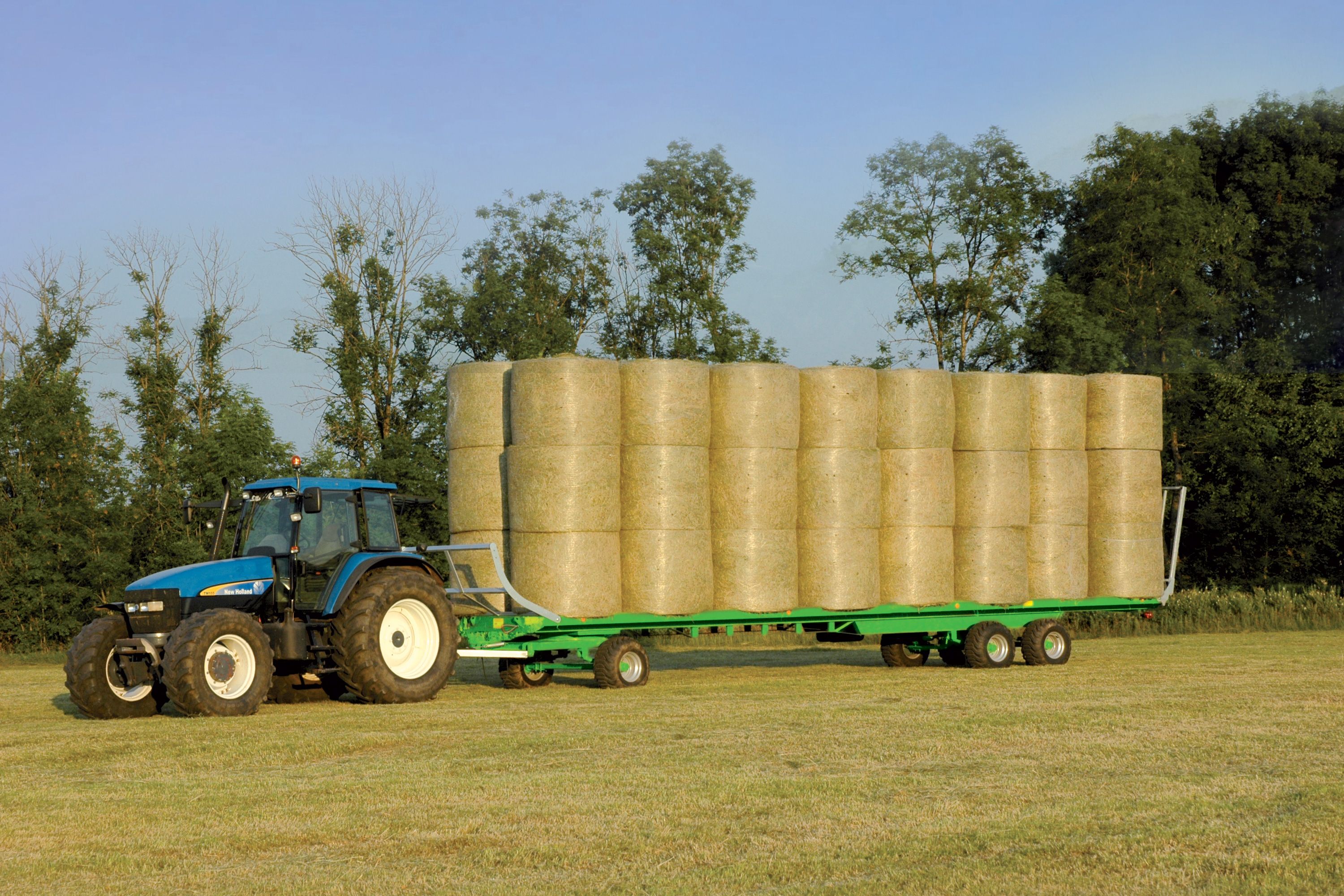 Remorque agricole avec échelettes berceaux de 1 000 mm pour balles rondes