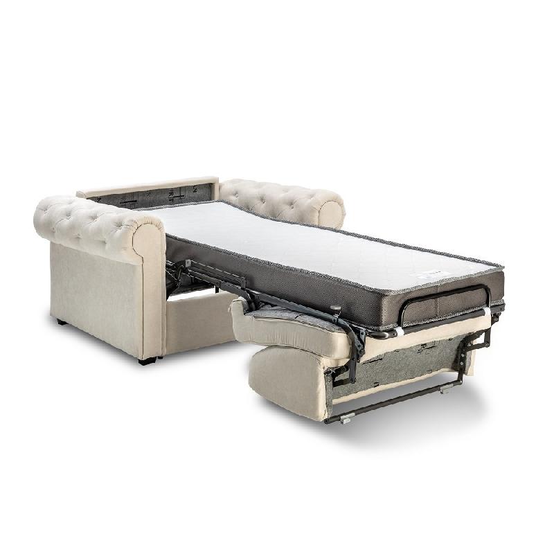 Fauteuil Chesterfield convertible express - couchage 70 cm - matelas 16 cm - microfibre écru_3