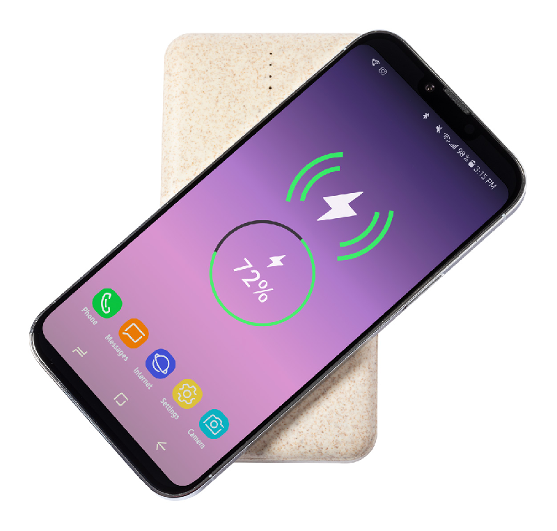 Power bank écologique en paille de blé - 8000 mAh avec chargeur rapide sans fil 10W et ports USB-C_3