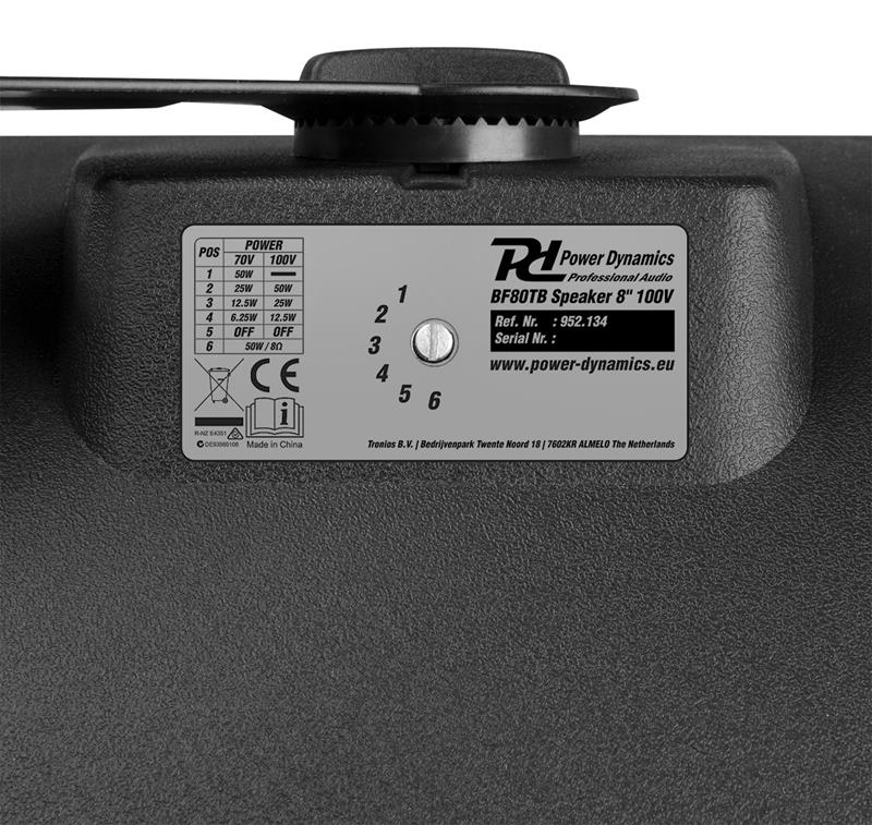 Enceinte Public Address étanche IPX5 - 50 Watts - 100V/8 Ohms - Système Bass-Reflex - Modèle BF80 TB_3