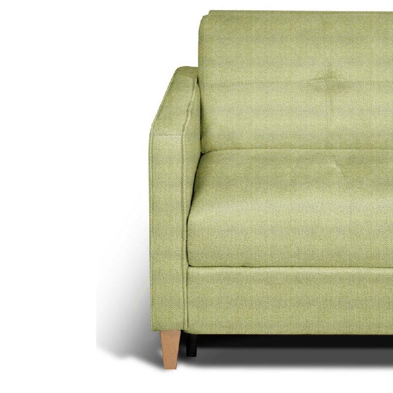 Canapé convertible scandinave 140 cm - Matelas 16 cm - Système express - Sommier lattes bois RENATONISI - Tweed vert_3