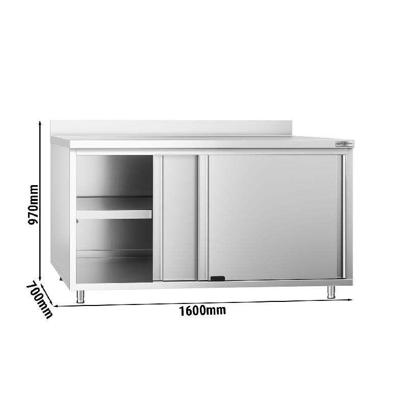 Meuble bas inox adossée P 700 mm avec portes - 1600_3