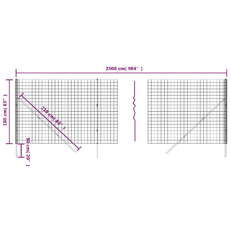Vidaxl clôture en treillis métallique anthracite 1,6x25 m 154236_3