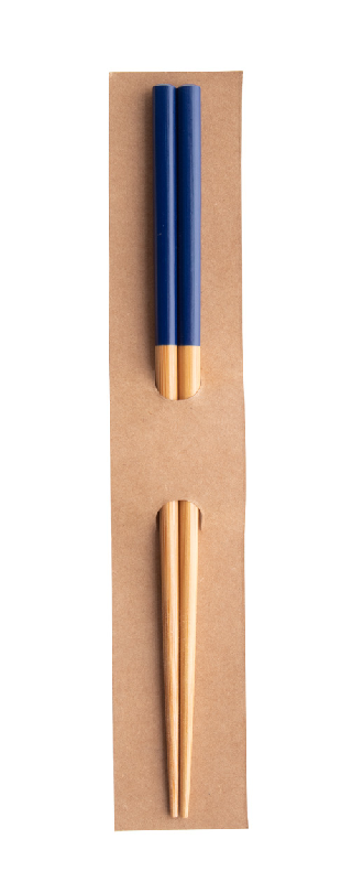 Baguettes en bambou - Set de 2 avec extrémités peintes - Couleur bleu - 16 gr_3