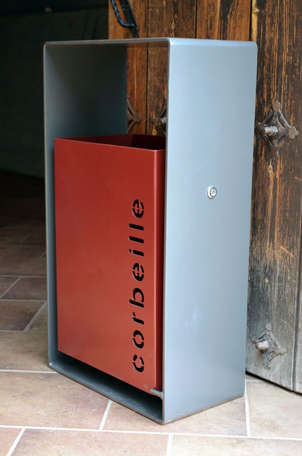 Cendrier corbeille rectangulaire - Frepat Urban Equipment - acier Corten ou galvanisé, finition oxydée ou thermolaquée_3