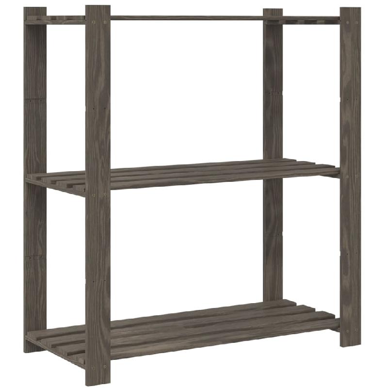 Vidaxl support de rangement à 3 niveaux gris 80x38x90 cm bois de pin 373386_3