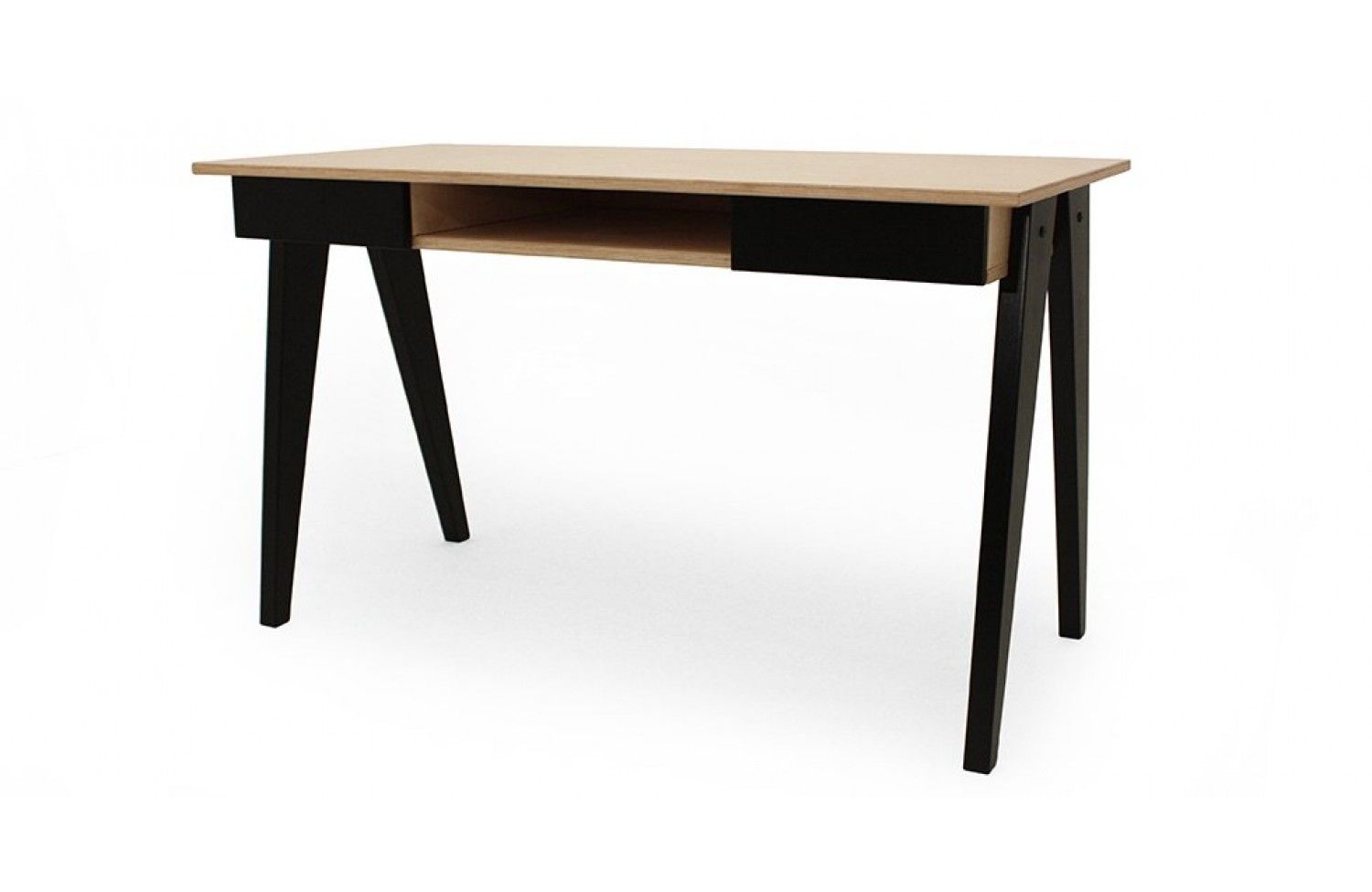 Bureau droit design Radis - Huh - 2 tiroirs - Contreplaqué bouleau - 75 cm de hauteur_3