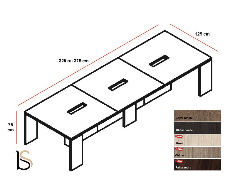 Table de réunion Lithos pour 8 à 10 personnes - Dellarovere - Noyer, 375_3