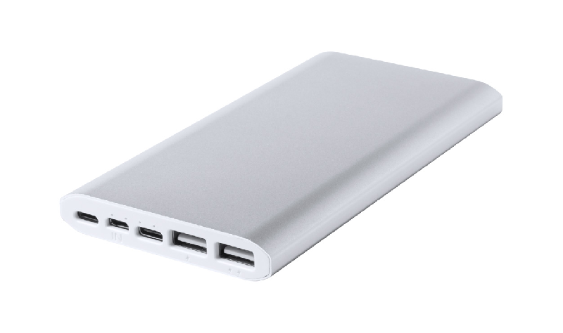 Power bank en aluminium - 10000 mAh - 2 ports USB et 2 ports USB-C - Couleur argenté_3