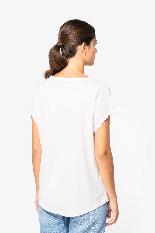 T-shirt écoresponsable loose à col V pour femme - 100% coton biologique - Réf: NS312_3