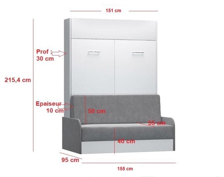 Armoire lit escamotable Dynamo Sofa - Canapé avec accoudoirs en microfibre gris - Couchage 140x200 cm avec sommier à lattes_3