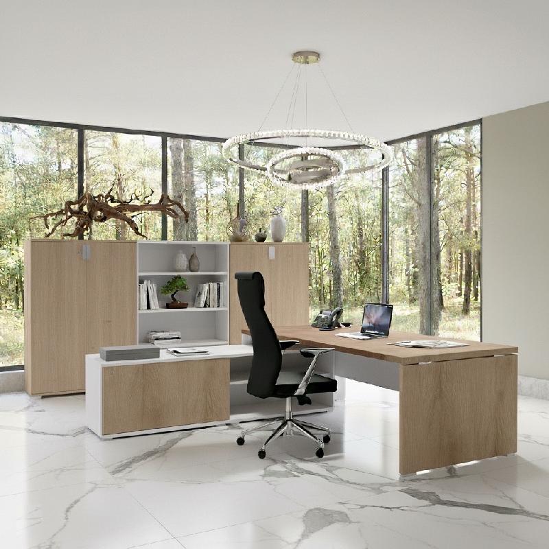 Bureau Bi-colore TAK avec rangement intégré - Mobel Linea - 225, Acacia clair, Gauche_3