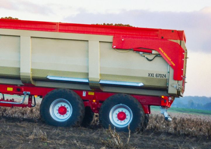 Benne monocoque avec hublot de vision et grille de protection galvanisée
