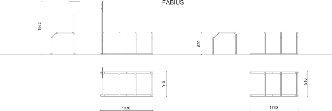 Fabius - Parking à vélos modulaire - City Design - Tubes ronds en acier galvanisé thermolaqué avec poteau signalétique_3