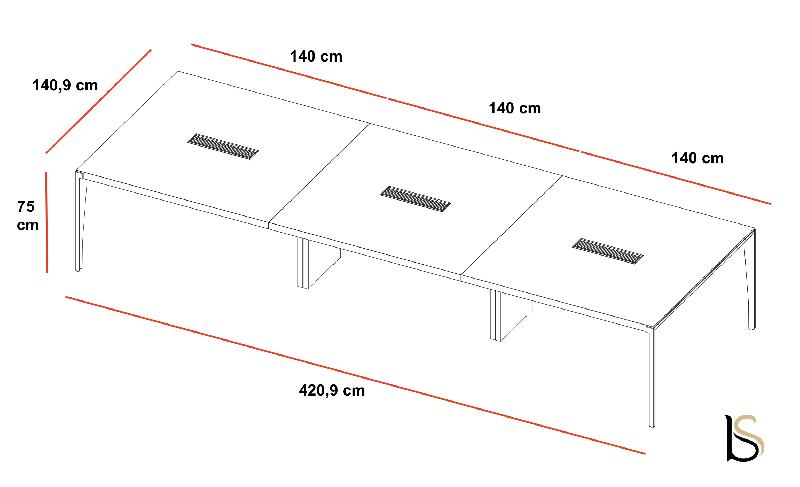 Grande table de réunion X9 - Officity - Blanc 9010, Orme gris_3