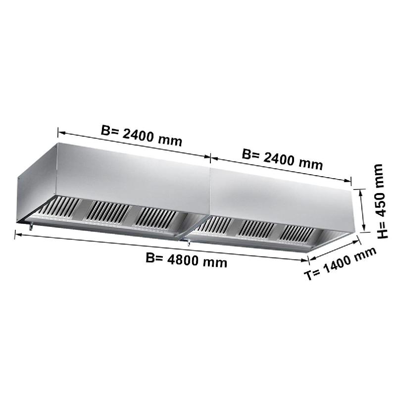 Hottes caisson inox statiques sans moteur - Profondeur 1400 mm -_3