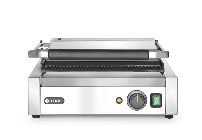 Grill de contact Panini Complètement rainuré 340x230mm HENDI_3