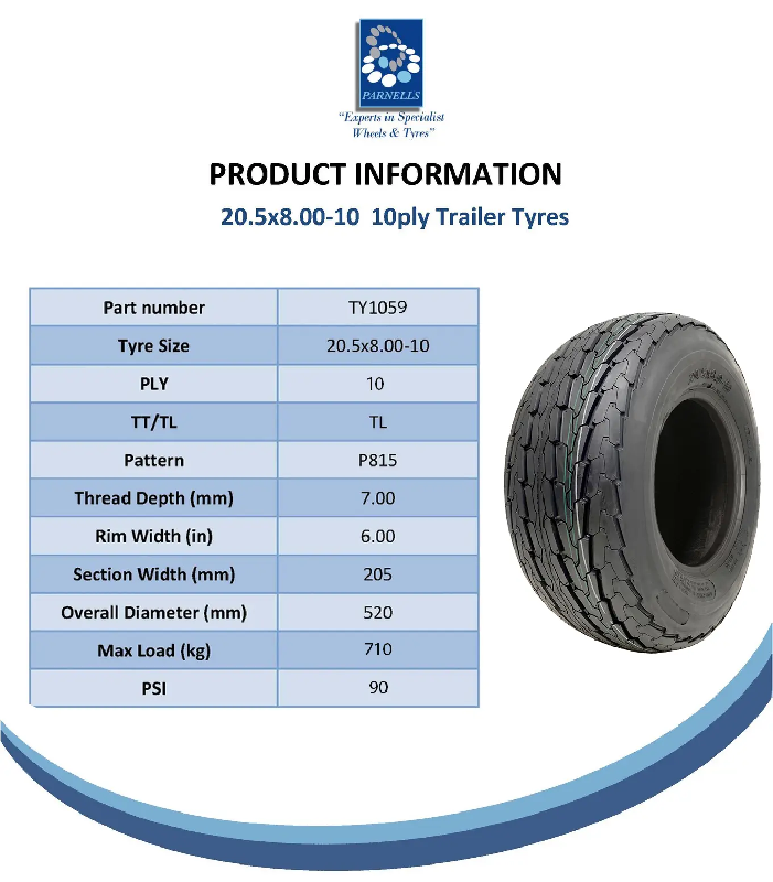 20.5x8.00-10 Trailer Tyre + Wheel Assembly 10ply 5x112mm PCD Road Legal 710kgs_3