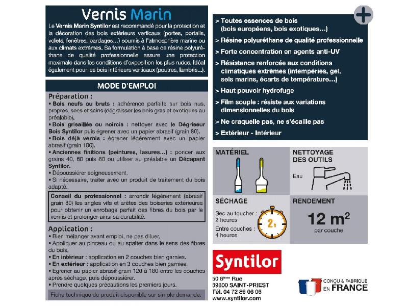 Vernis marin bois SYNTILOR - incolore, brillant - 0.75 l_3