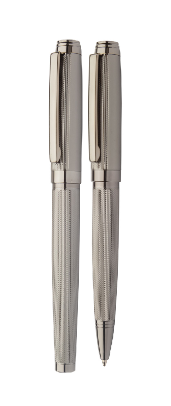 Parure stylos - Stylo bille et roller en métal argenté - Coffret cadeau André Philippe_3