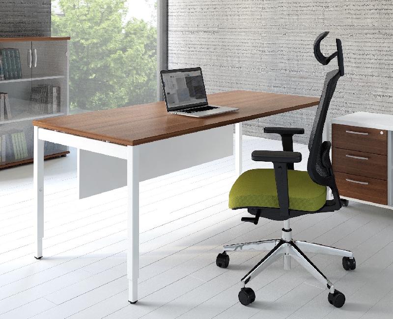 Bureau rectangulaire OGI Y - MDD - Blanc 9010, 120, Noyer_3