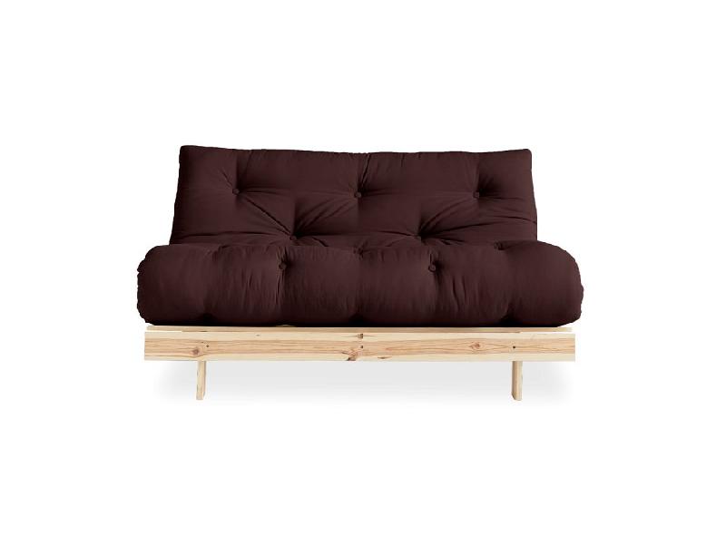Canapé convertible futon ROOTS - pin naturel - coloris marron - couchage 160x200 cm - design japonais et scandinave_3