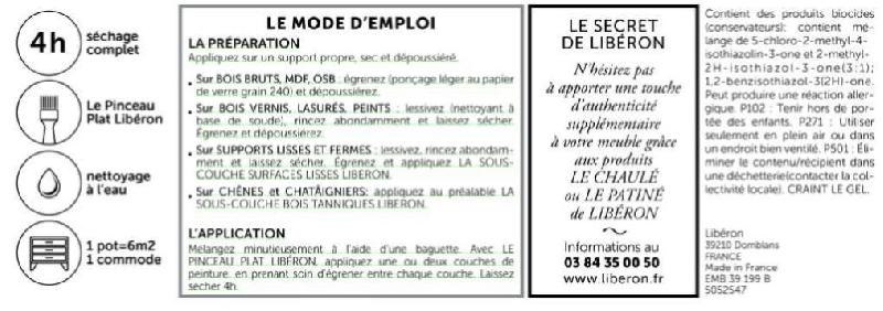 Peinture meuble et boiserie caséine LIBERON - Queue de pie mat 0.5L - Sans sous-couche, lessivable et fabrication française_3