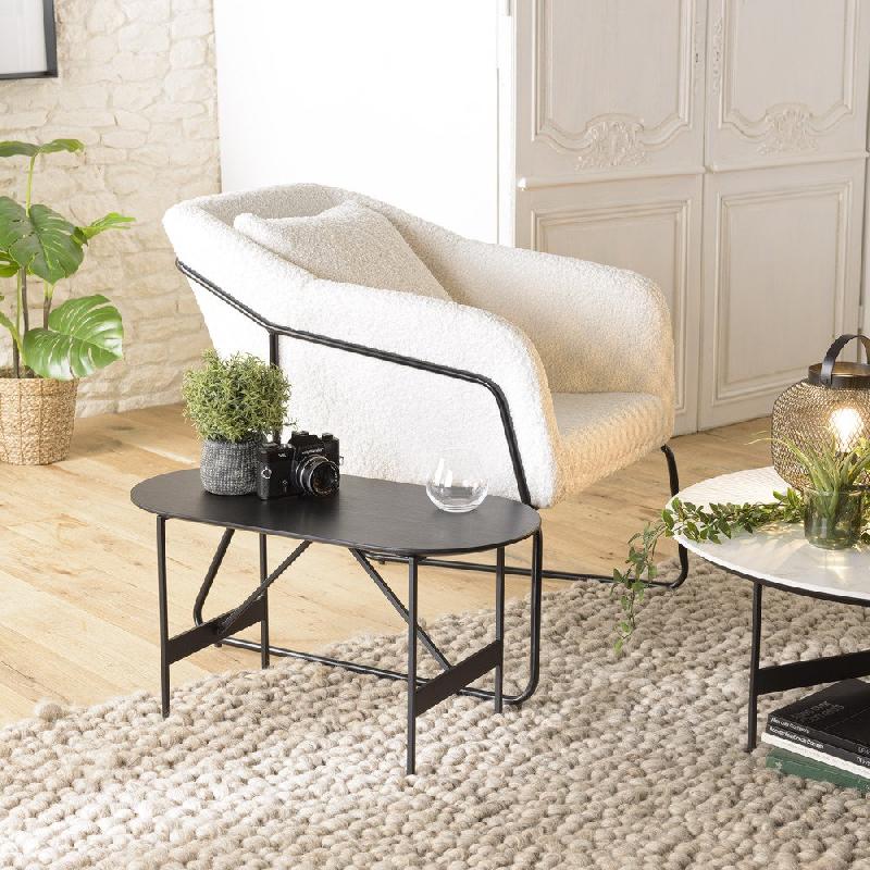 Table basse ovale DILA - 70x35 cm - Pieds en métal - Design épuré et robuste_3