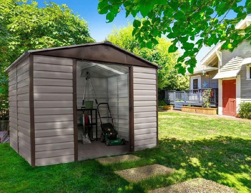 Abri métal 106tbsl - surface 5,97 m² - hauteur 224 cm - gris châtaigne - avec double porte coulissante_3