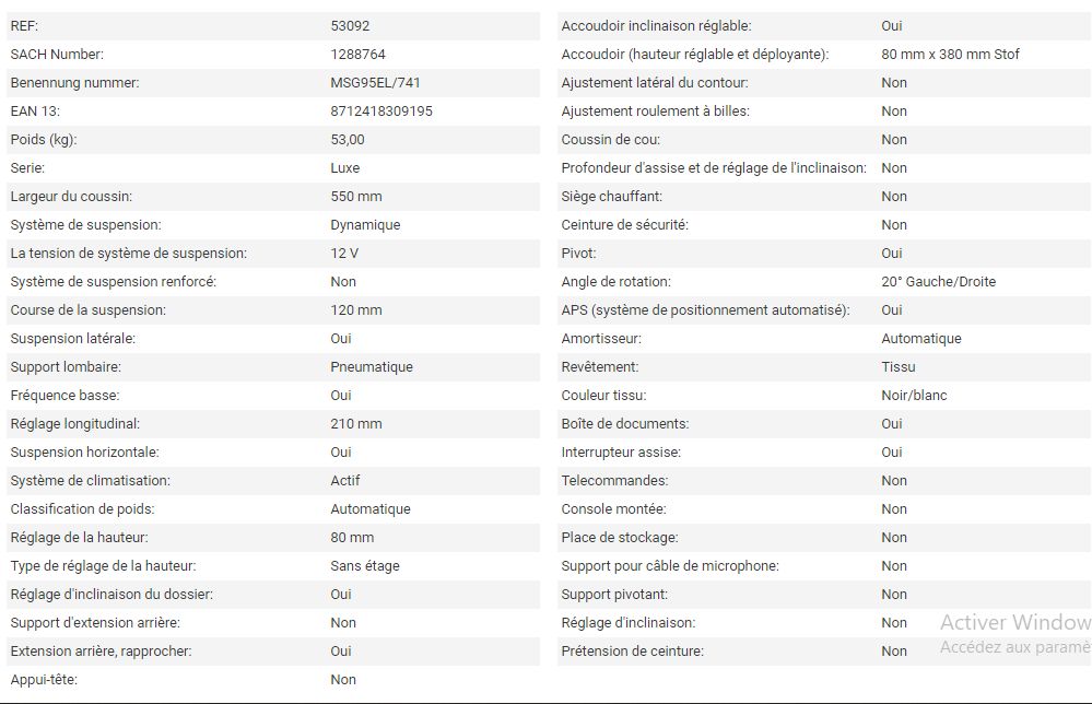 Siège de tracteur - Grammer AG - Maximo Evolution Dynamic - Course de la suspension : 120 mm - 53092_3