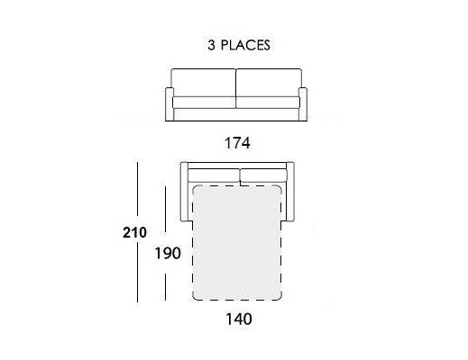 Canapé convertible express 140 cm Gemma - Matelas 16 cm - Tissu ficelle passepoil crème - Fabrication italienne_3