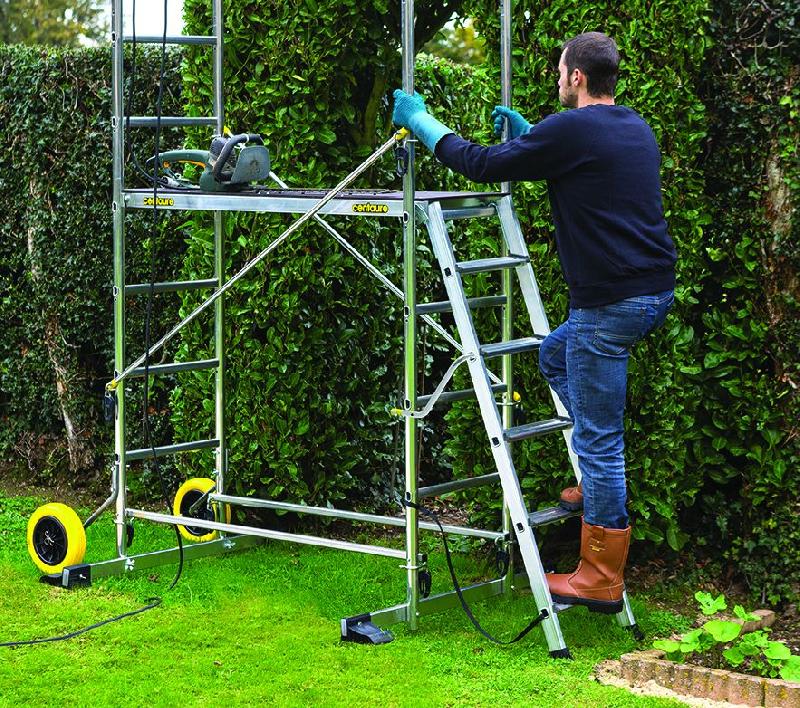 Échafaudage extérieur semi-pro - aluminium - Hauteur plancher 0,50m à 1,40m - Roues increvables - Centaure - Réf 872207_3