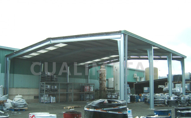Bâtiment préfabriqué avec auvent ou appentis métalliques - Structure modulaire ECORAPID CUALIMETAL_3