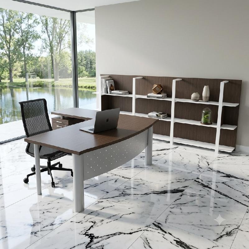 Bureau de direction d'angle X time Next - Quadrifoglio - 180, Blanc, 3 tiroirs, Eucalyptus 53_3