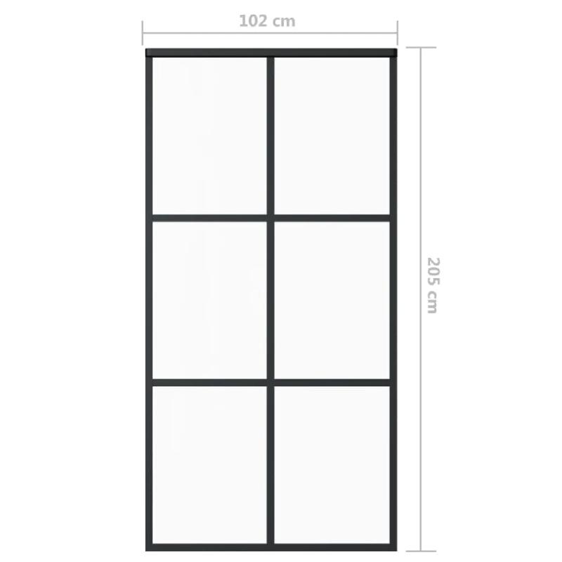 Vidaxl porte coulissante verre esg et aluminium 102x205 cm noir 151013_3