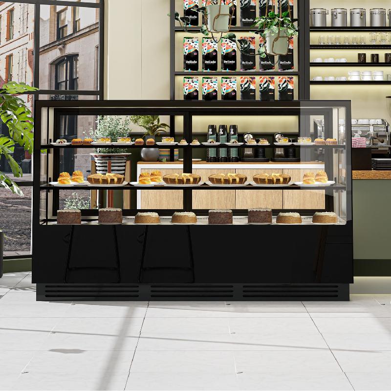 Vitrine réfrigérée de présentation avec service-arrière (l200 x p72 cm) avec éclairage led et 2 étagères_3