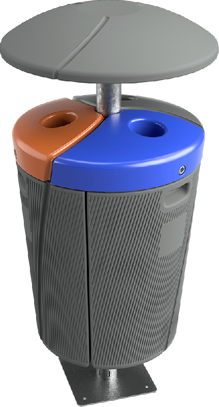 Corbeille publique Phoenix - 3×50 L - plastique recyclé - anti-graffiti - pour espaces publics_3
