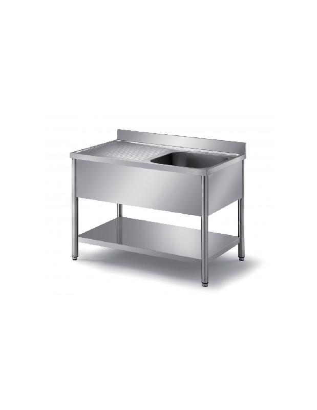 Plonge inox murale un bac avec égouttoir gauche - cuve 500x400x300 mm - étagère basse - PL1G1260_3