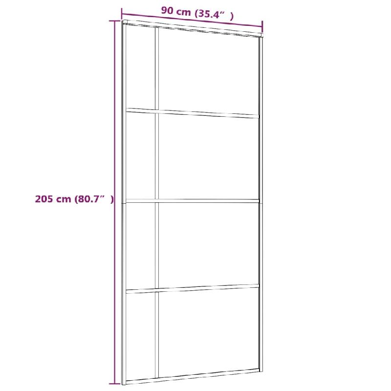 Vidaxl porte coulissante verre esg dépoli et aluminium 90x205 cm noir 151683_3