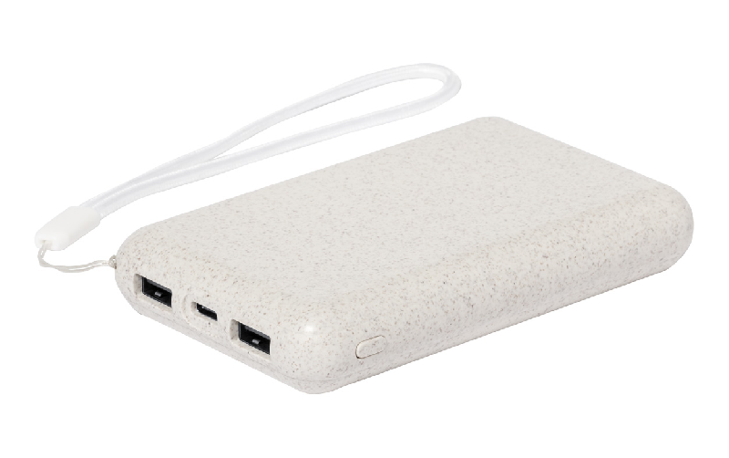Power bank écologique en paille de blé - chargeur solaire intégré - charge rapide 15W - batterie 5000 mAh_3
