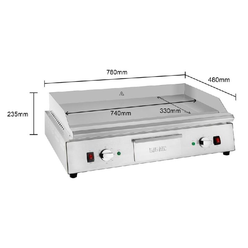 Plancha électrique en chrome double zone L 790 mm - Buffalo - JE876_3